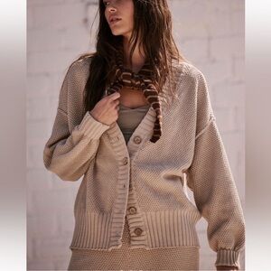 Free People FP Beach Chunky Cardigan in oatmeal